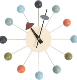 Colcolo Wanduhr mit Holzkugeln, zum Aufhängen an der, kein Ticken, dekorative Süßigkeiten-Wanduhr für Schlafzimmer, Büro, Wohnzimmer, Wanddekoration, Bunter Ball