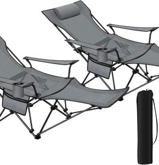 WOLTU Klappstuhl 2er Set, Campingstuhl klappbar Liegestuhl Angelstuhl für Outdoor ultraleichter, Sonnenstuhl verstellbare Rückenlehne, bis 150 kg CPS8162-2
